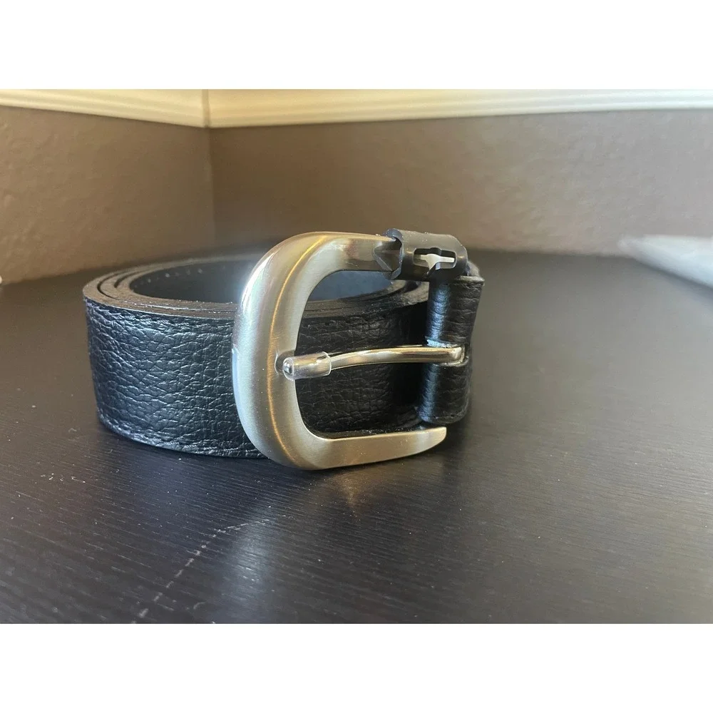 Mens Black Leather Hidden Pocket Zipper Travel Security Belt 34